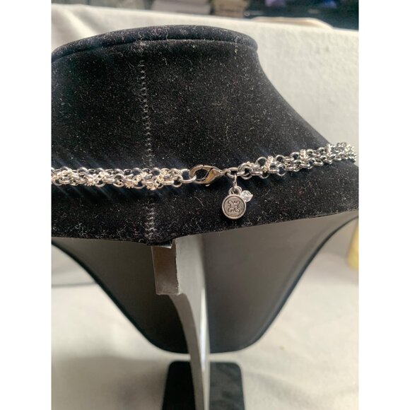 Layered Silver-Tone Multi-Strand Chain Necklace 38" Lobster Clasp Closure - Picture 4 of 7